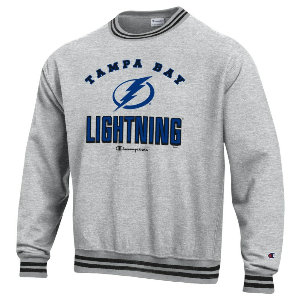 NHL Heather Gray Tampa Bay Lightning Champion Reverse Weave Yarn Dye Pullover Sweatshirt