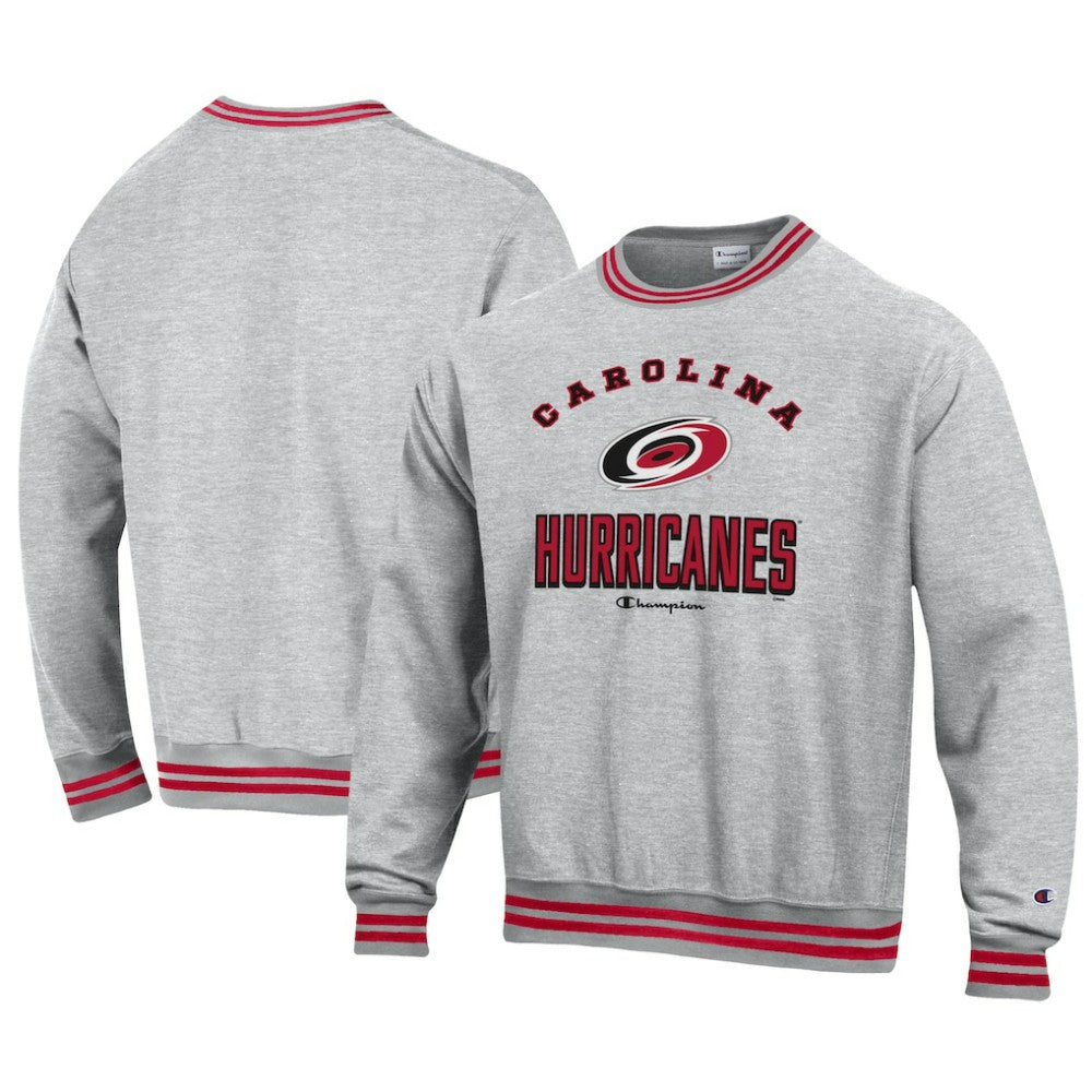 NHL Heather Gray Carolina Hurricanes Champion Reverse Weave Yarn Dye Pullover Sweatshirt