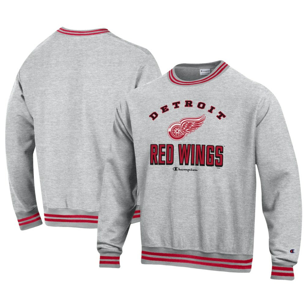 NHL Heather Gray Detroit Red Wings Champion Reverse Weave Yarn Dye Pullover Sweatshirt