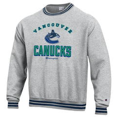 NHL Heather Gray Vancouver Canucks Champion Reverse Weave Yarn Dye Pullover Sweatshirt