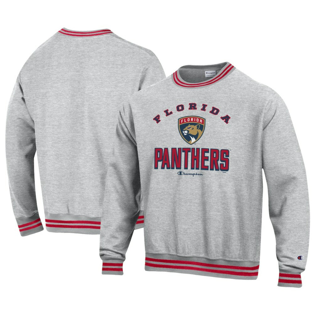 NHL Heather Gray Florida Panthers Champion Reverse Weave Yarn Dye Pullover Sweatshirt