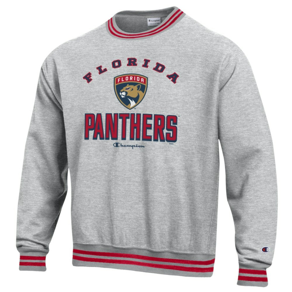 NHL Heather Gray Florida Panthers Champion Reverse Weave Yarn Dye Pullover Sweatshirt