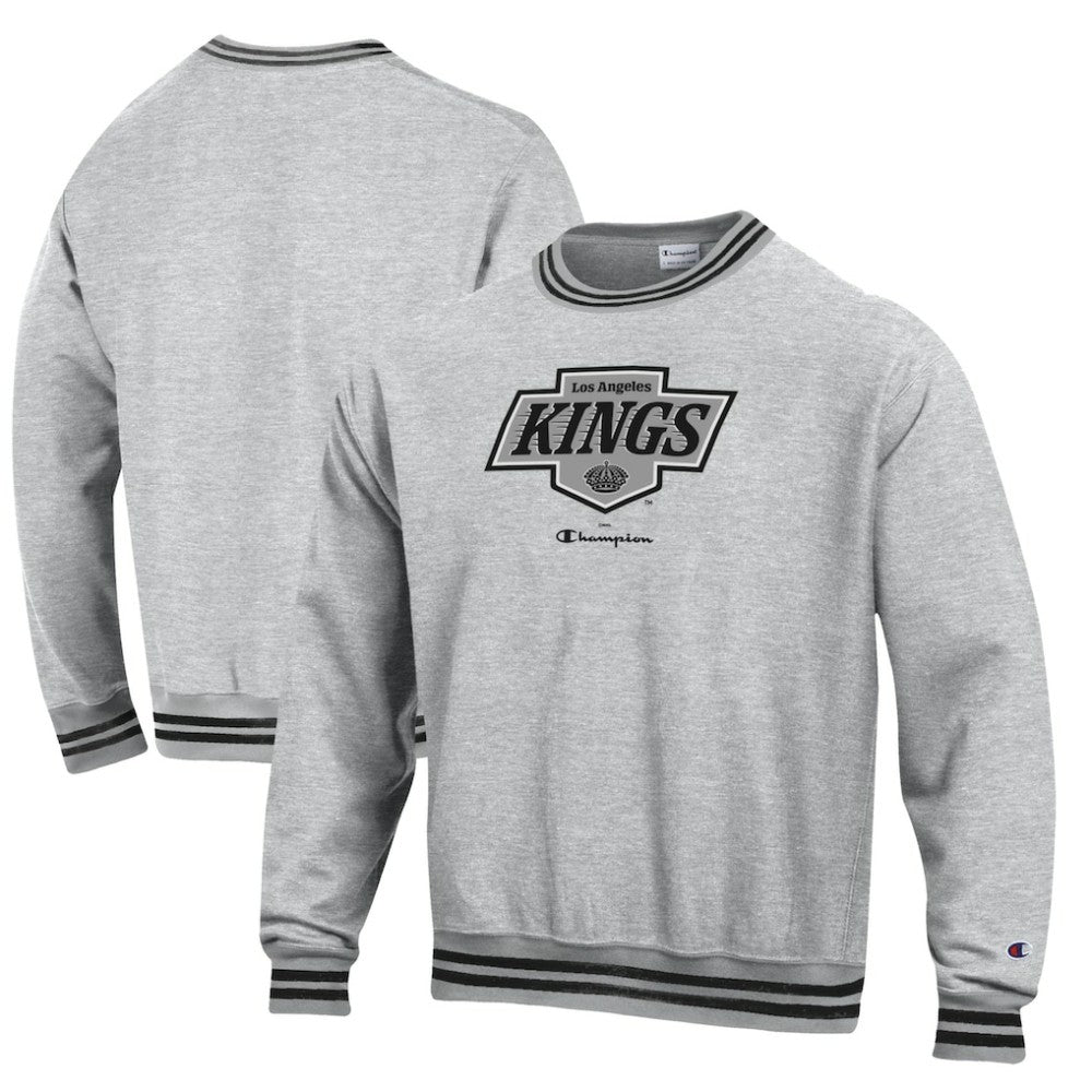 NHL Heather Gray Los Angeles Kings Champion Reverse Weave Yarn Dye Pullover Sweatshirt