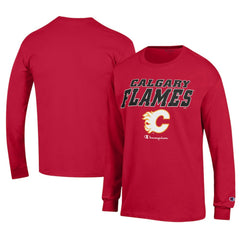 NHL Red Calgary Flames Champion Long-Sleeve Jersey T-Shirt