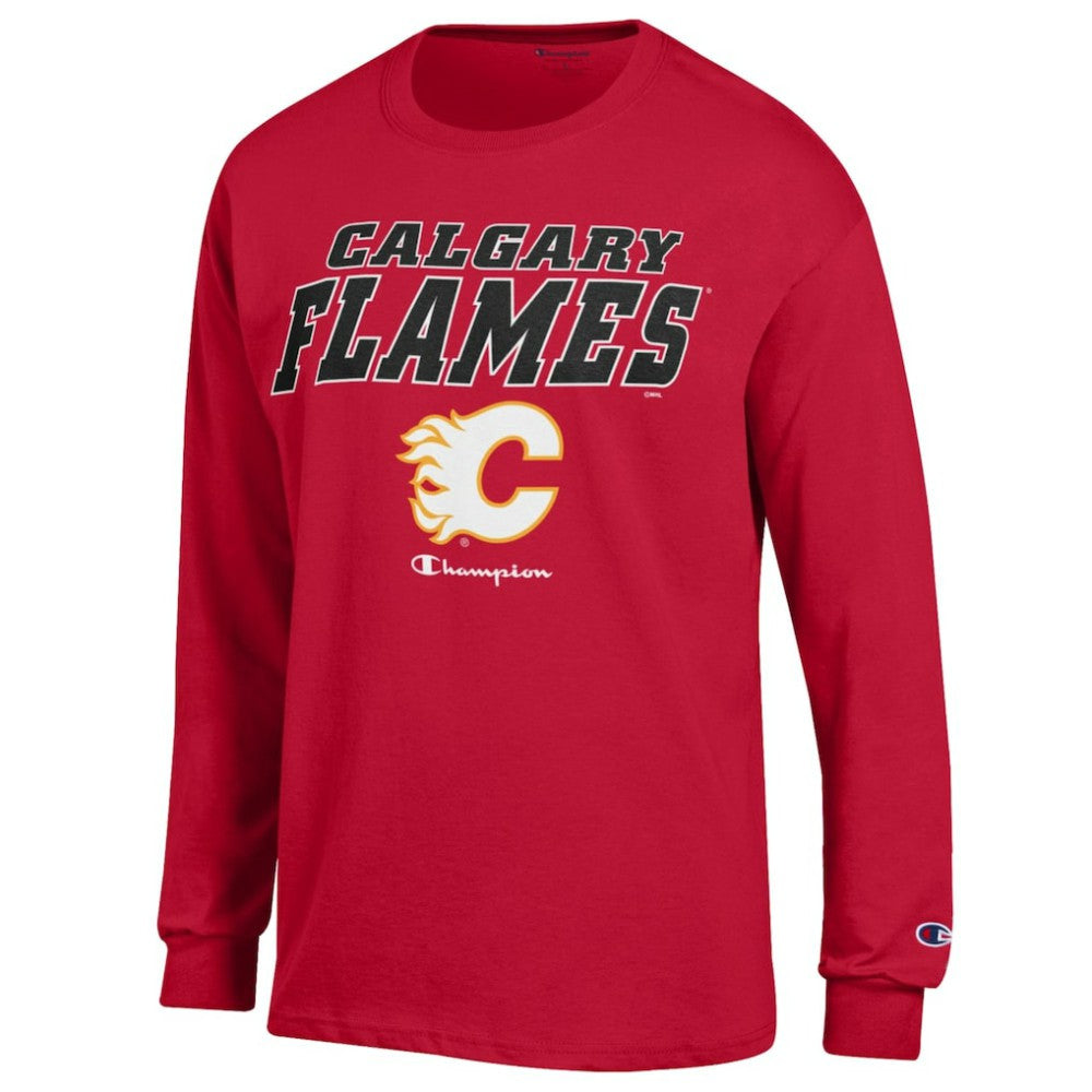 NHL Red Calgary Flames Champion Long-Sleeve Jersey T-Shirt