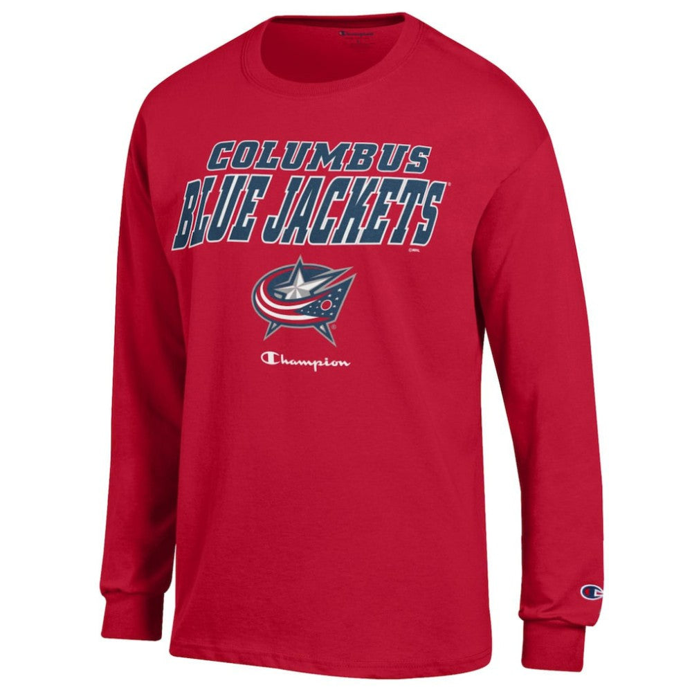 NHL Red Columbus Blue Jackets Champion Long-Sleeve Jersey T-Shirt