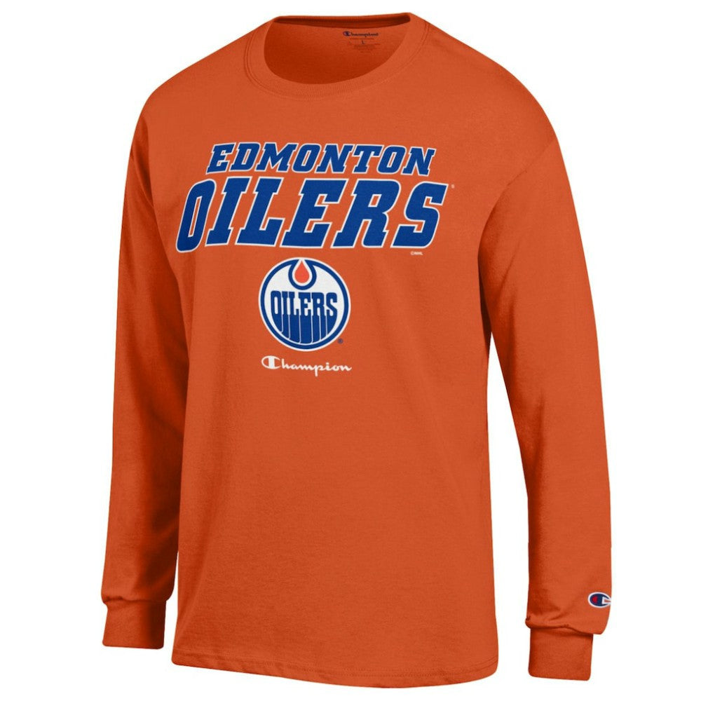 NHL Orange Edmonton Oilers Champion Long-Sleeve Jersey T-Shirt