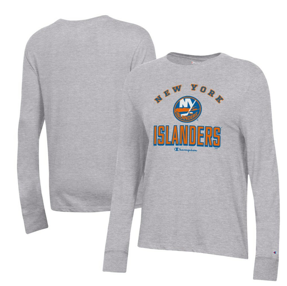 NHL Heather Gray New York Islanders Champion Women's Core Long Sleeve T-Shirt