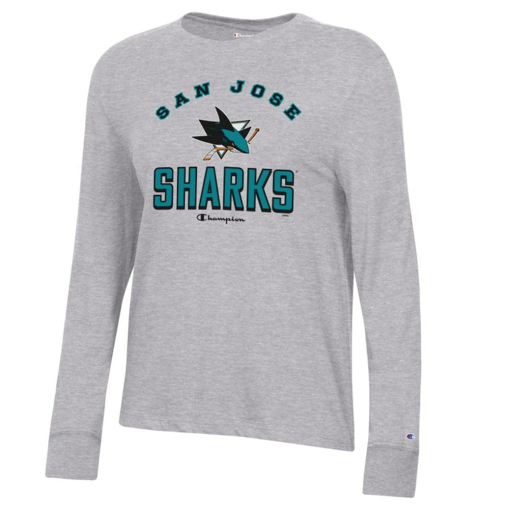 NHL Heather Gray San Jose Sharks Champion Women's Core Long Sleeve T-Shirt