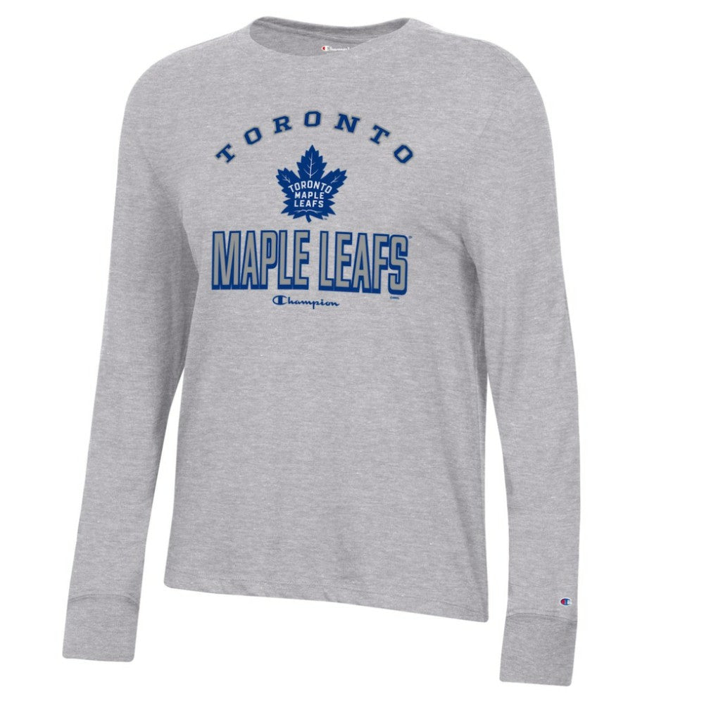 NHL Heather Gray Toronto Maple Leafs Champion Women's Core Long Sleeve T-Shirt