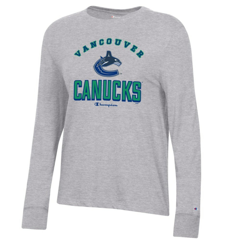 NHL Heather Gray Vancouver Canucks Champion Women's Core Long Sleeve T-Shirt