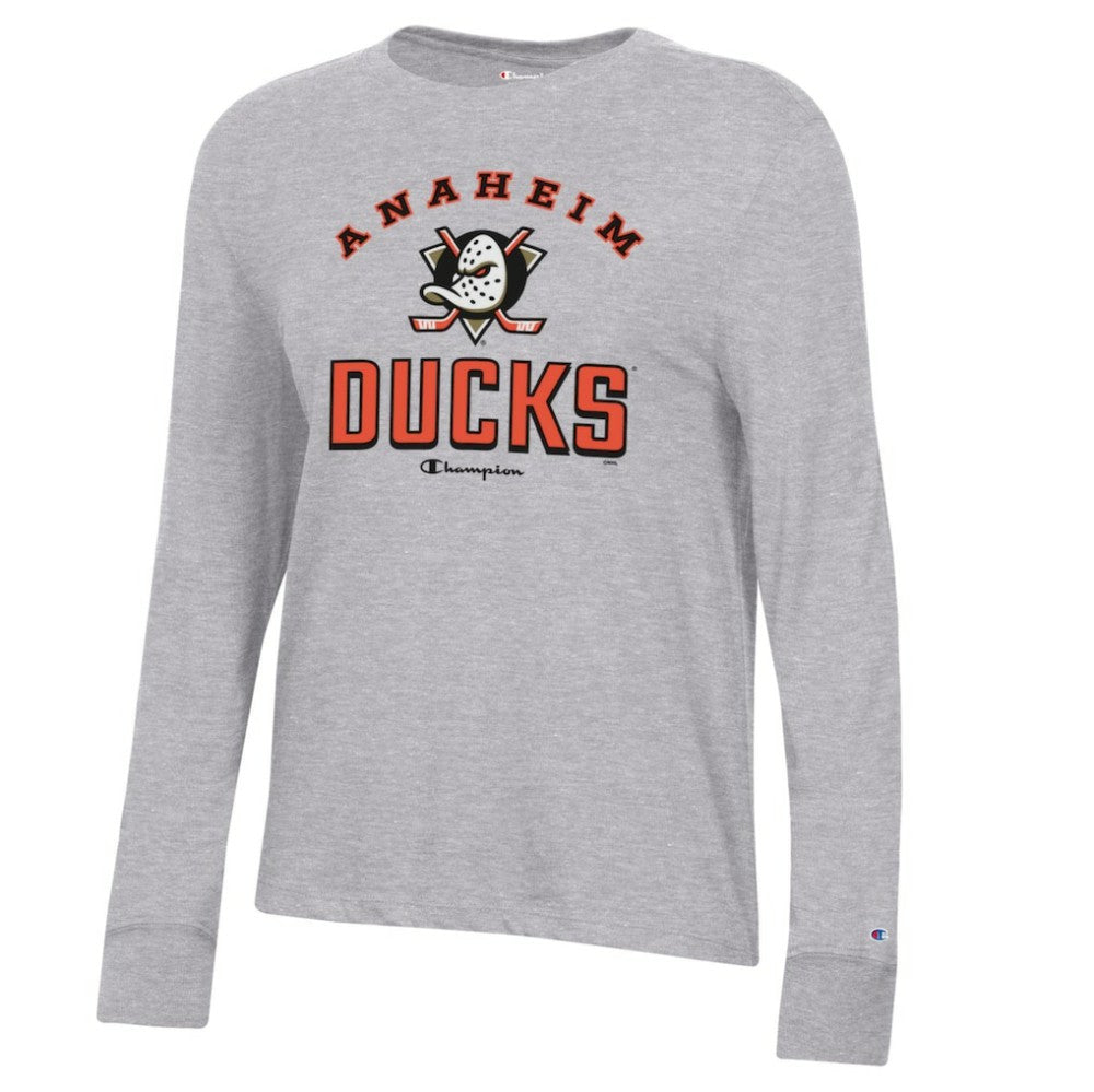 NHL Heather Gray Anaheim Ducks Champion Women's Core Long Sleeve T-Shirt