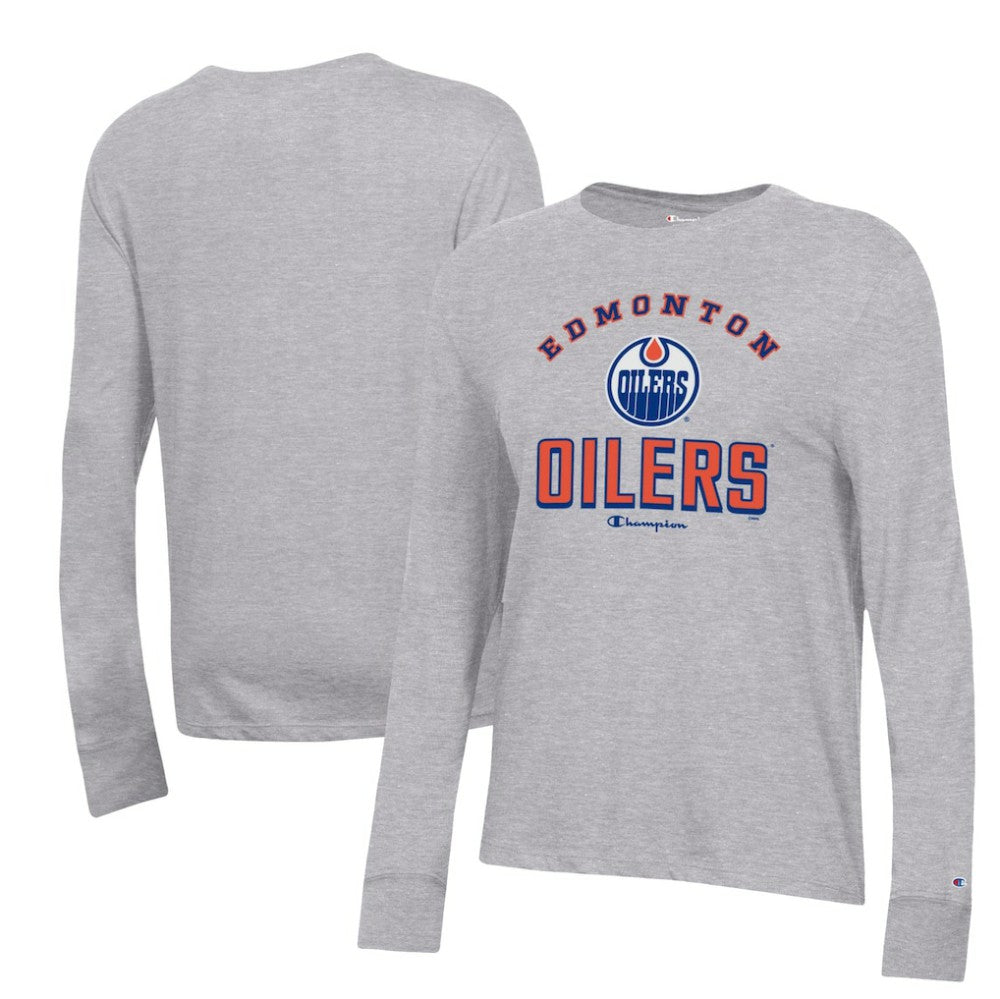 NHL Heather Gray Edmonton Oilers Champion Women's Core Long Sleeve T-Shirt