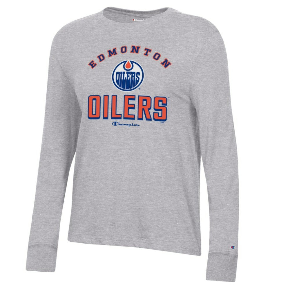 NHL Heather Gray Edmonton Oilers Champion Women's Core Long Sleeve T-Shirt