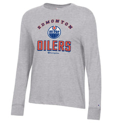 NHL Heather Gray Edmonton Oilers Champion Women's Core Long Sleeve T-Shirt