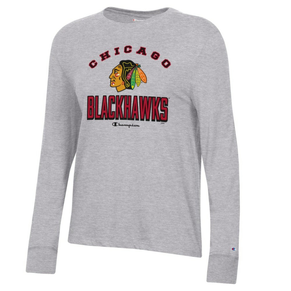 NHL Heather Gray Chicago Blackhawks Champion Women's Core Long Sleeve T-Shirt
