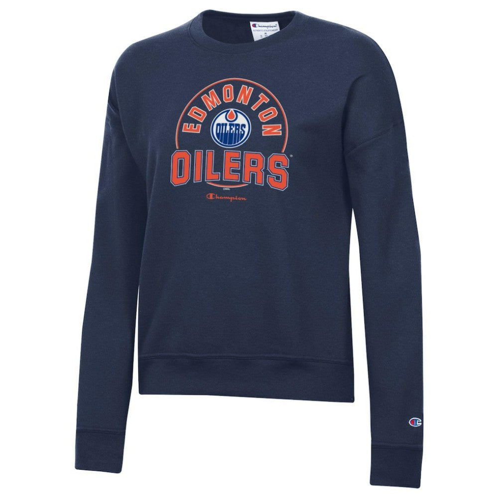 NHL Navy Edmonton Oilers Champion Women's Powerblend Pullover Sweatshirt