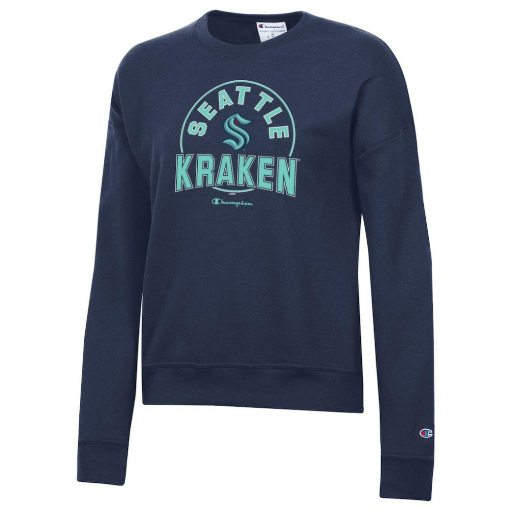 NHL Deep Sea Blue Seattle Kraken Champion Women's Powerblend Pullover Sweatshirt