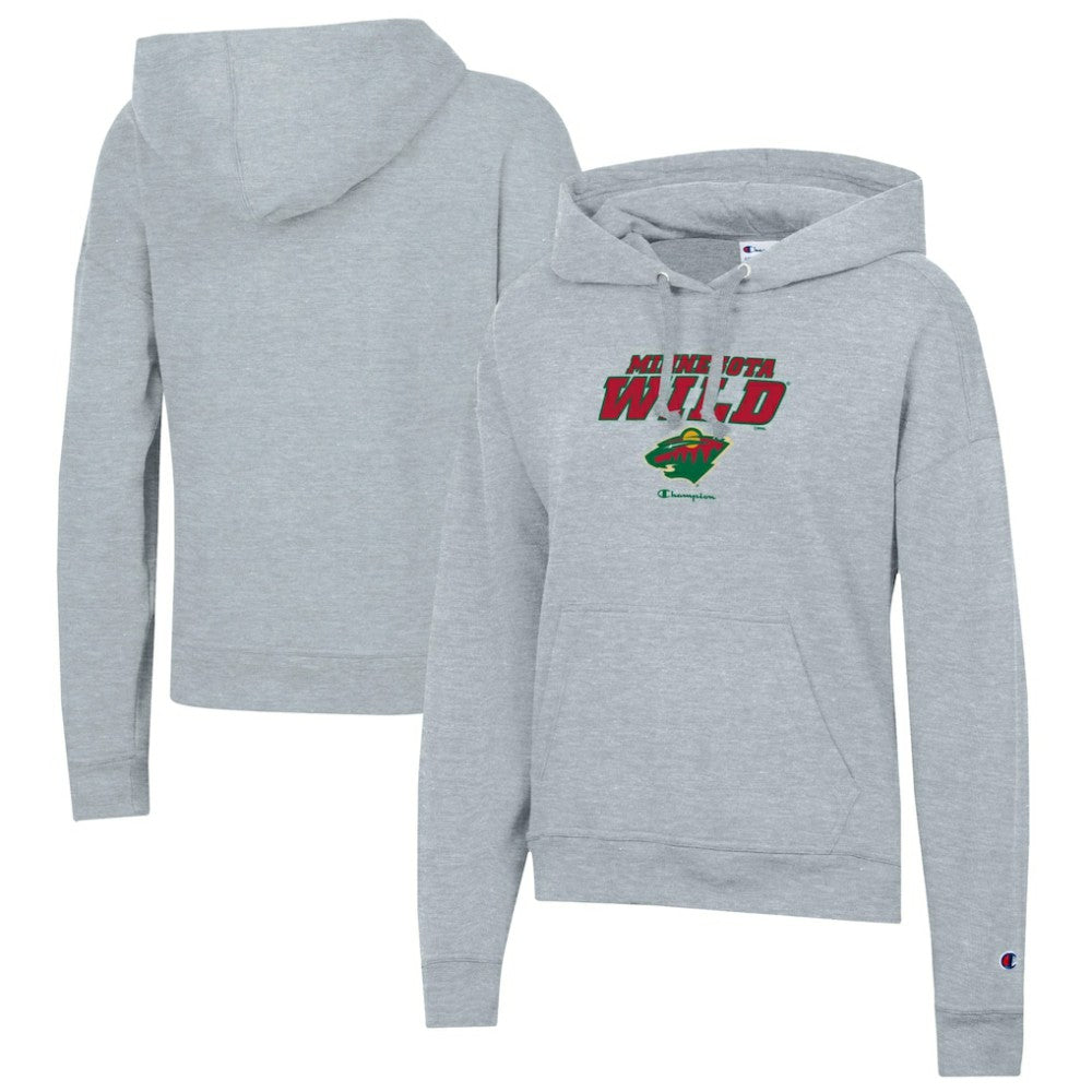 NHL Gray Minnesota Wild Champion Women's Powerblend Fleece Pullover Hoodie