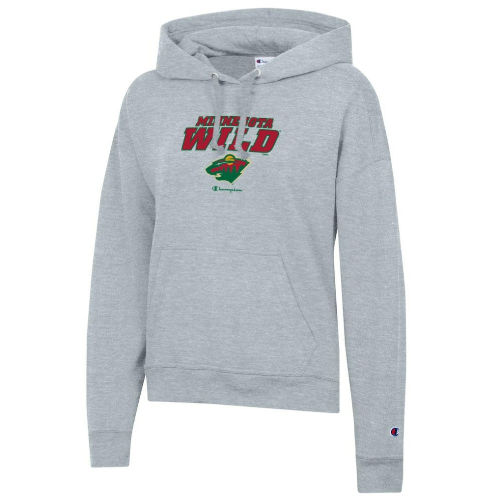 NHL Gray Minnesota Wild Champion Women's Powerblend Fleece Pullover Hoodie