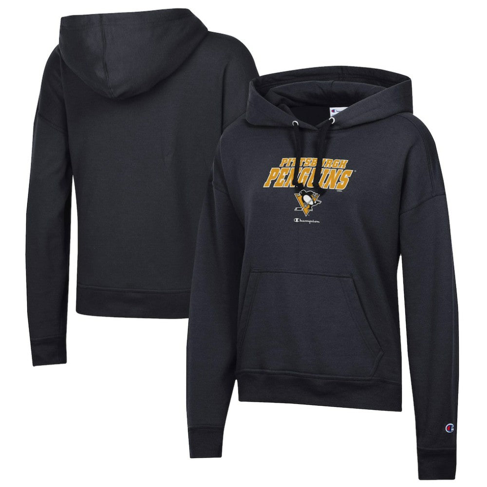 NHL Black Pittsburgh Penguins Champion Women's Powerblend Fleece Pullover Hoodie