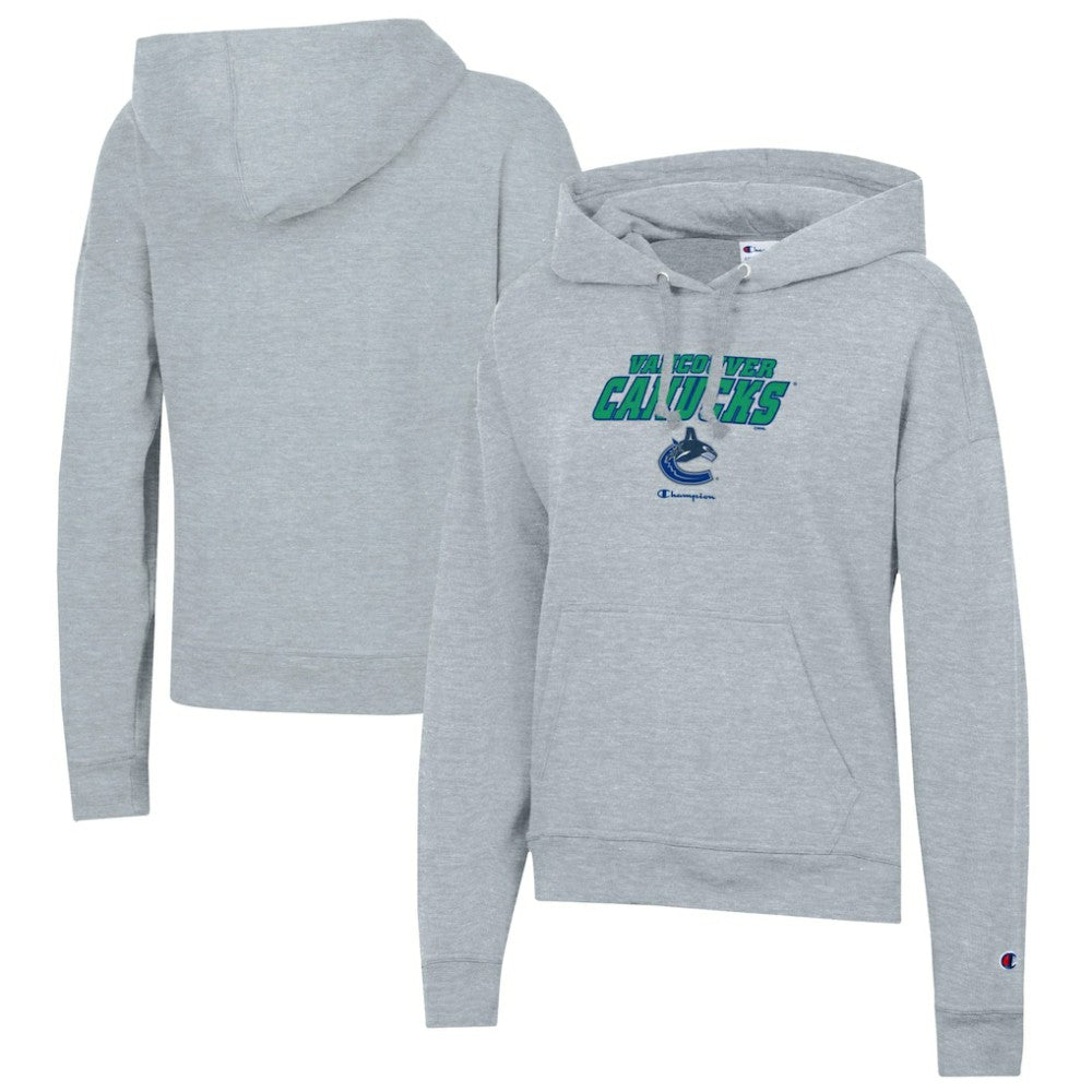 NHL Gray Vancouver Canucks Champion Women's Powerblend Fleece Pullover Hoodie