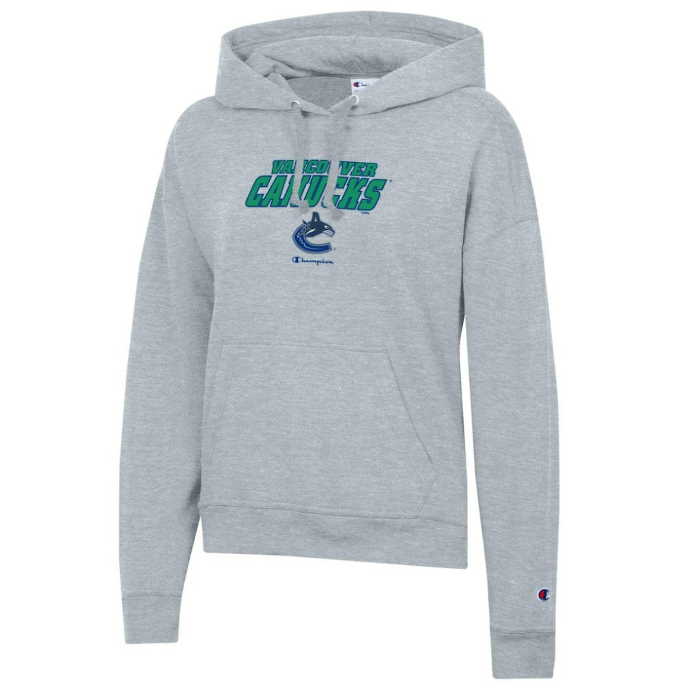 NHL Gray Vancouver Canucks Champion Women's Powerblend Fleece Pullover Hoodie