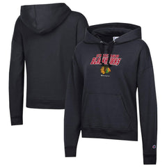 NHL Black Chicago Blackhawks Champion Women's Powerblend Fleece Pullover Hoodie