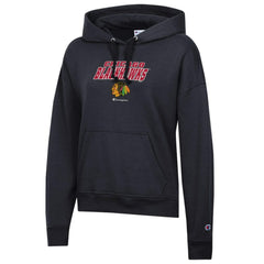 NHL Black Chicago Blackhawks Champion Women's Powerblend Fleece Pullover Hoodie