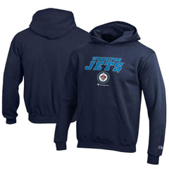 NHL Navy Winnipeg Jets Champion Youth Eco Powerblend Pullover Hoodie