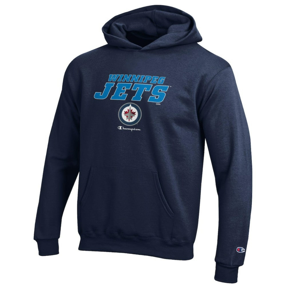NHL Navy Winnipeg Jets Champion Youth Eco Powerblend Pullover Hoodie