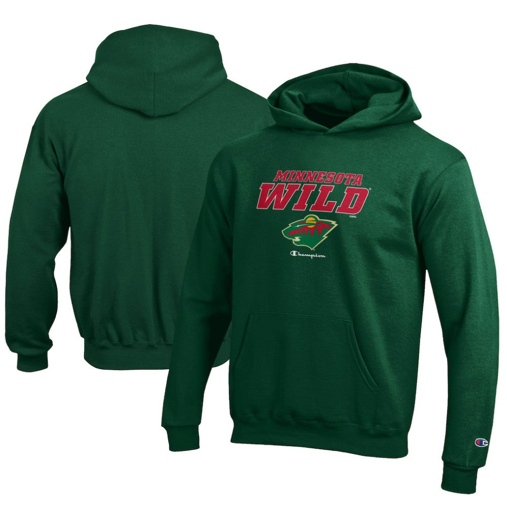 NHL Hunter Green Minnesota Wild Champion Youth Eco Powerblend Pullover Hoodie
