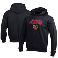 NHL Black Calgary Flames Champion Youth Eco Powerblend Pullover Hoodie