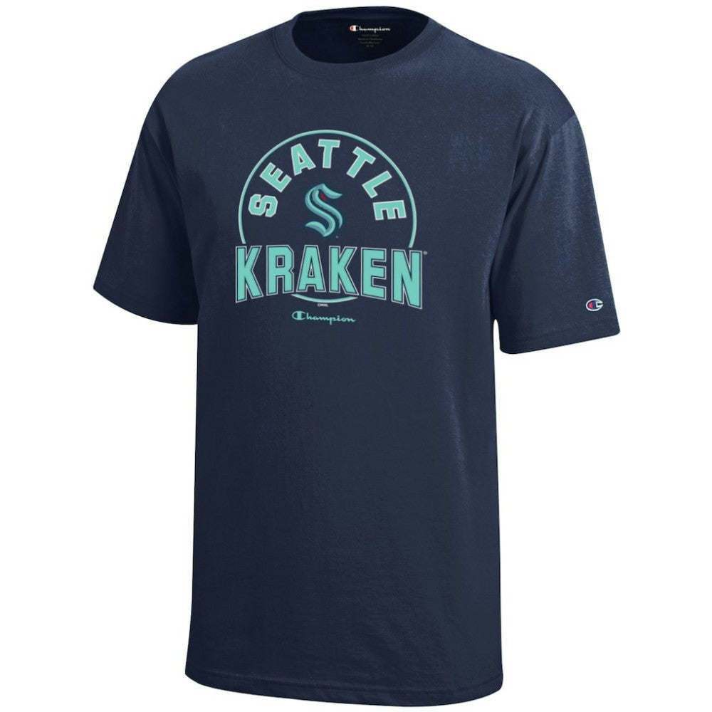 NHL Deep Sea Blue Seattle Kraken Champion Youth Jersey T-Shirt