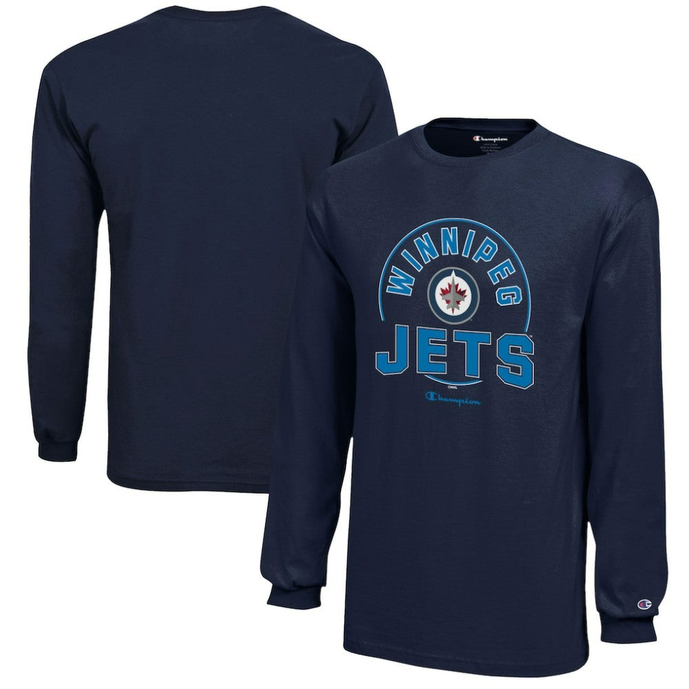 NHL Navy Winnipeg Jets Champion Youth Long-Sleeve Jersey T-Shirt