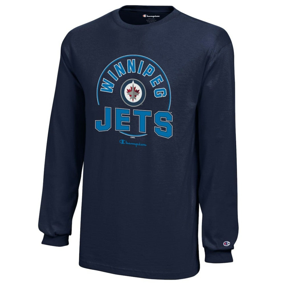 NHL Navy Winnipeg Jets Champion Youth Long-Sleeve Jersey T-Shirt