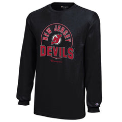 NHL Black New Jersey Devils Champion Youth Long-Sleeve Jersey T-Shirt