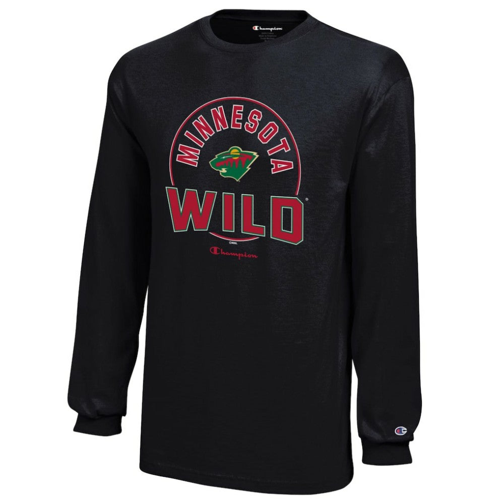 NHL Black Minnesota Wild Champion Youth Long-Sleeve Jersey T-Shirt