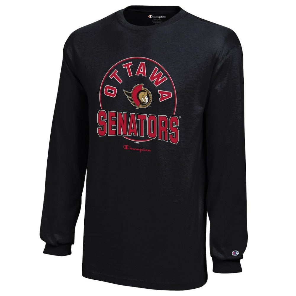 NHL Black Ottawa Senators Champion Youth Long-Sleeve Jersey T-Shirt