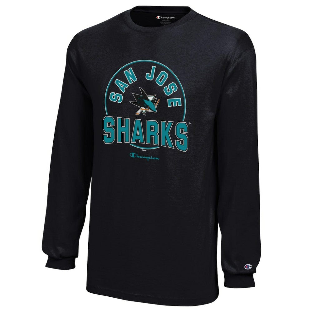 NHL Black San Jose Sharks Champion Youth Long-Sleeve Jersey T-Shirt