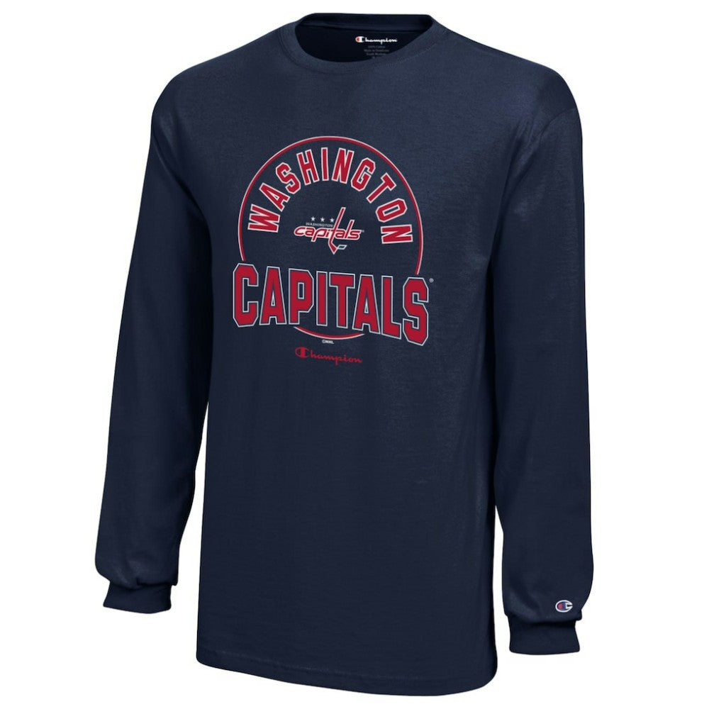 NHL Navy Washington Capitals Champion Youth Long-Sleeve Jersey T-Shirt