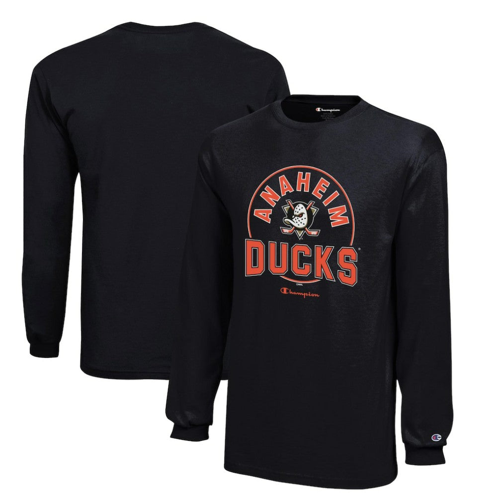 NHL Black Anaheim Ducks Champion Youth Long-Sleeve Jersey T-Shirt