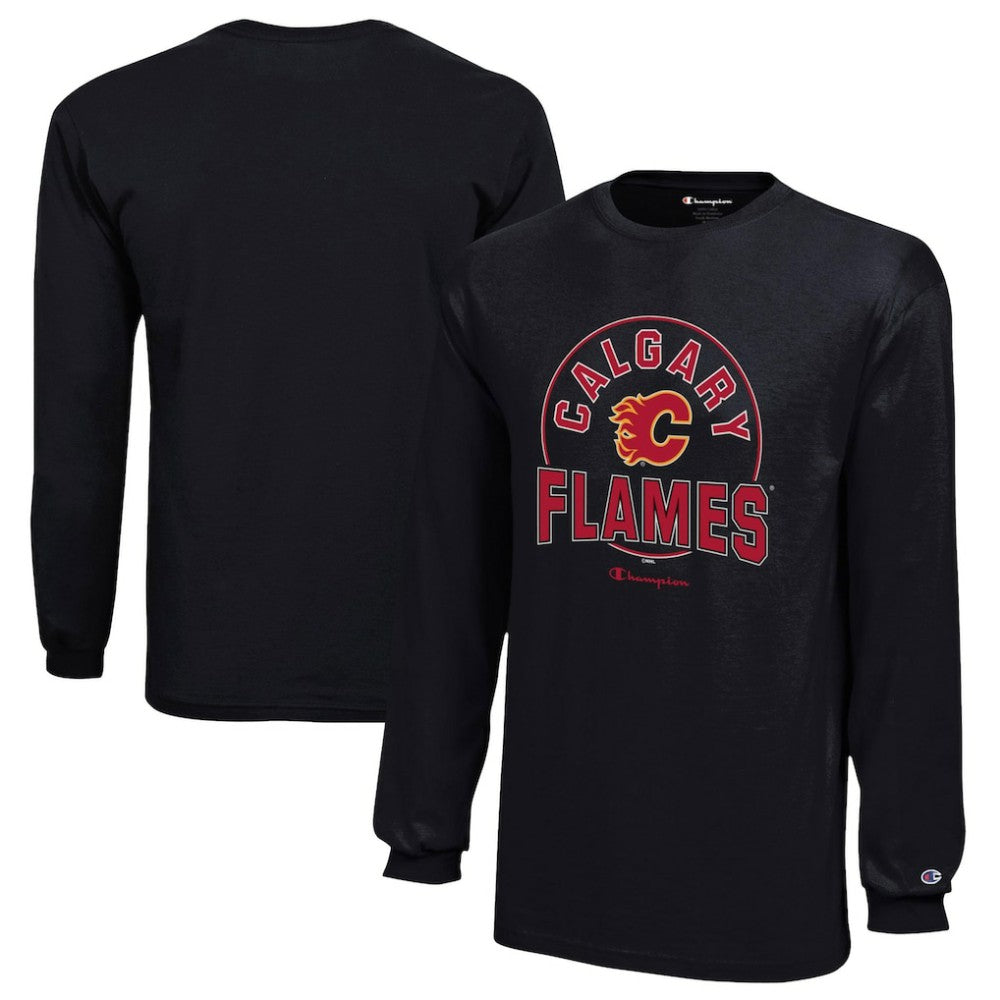 NHL Black Calgary Flames Champion Youth Long-Sleeve Jersey T-Shirt
