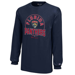 NHL Navy Florida Panthers Champion Youth Long-Sleeve Jersey T-Shirt