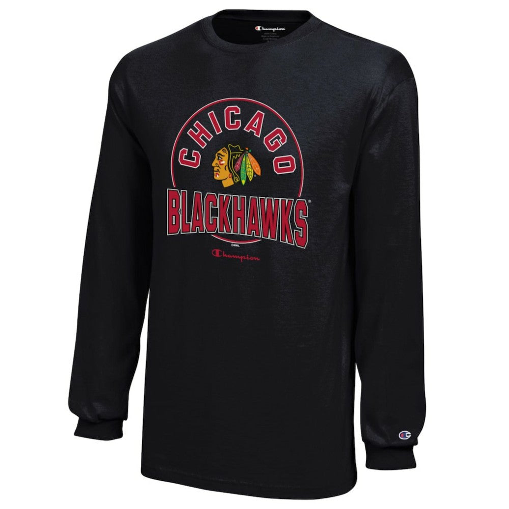 NHL Black Chicago Blackhawks Champion Youth Long-Sleeve Jersey T-Shirt