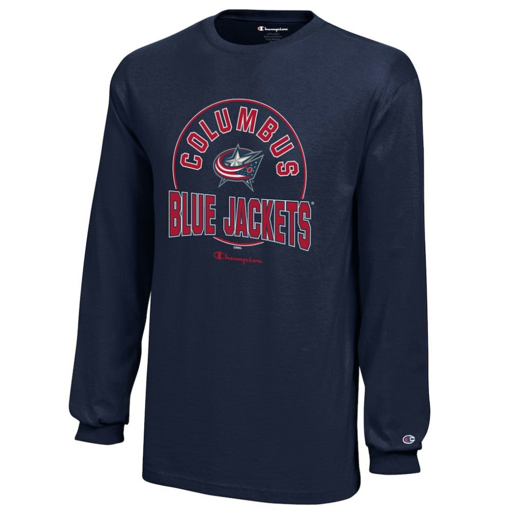 NHL Navy Columbus Blue Jackets Champion Youth Long-Sleeve Jersey T-Shirt