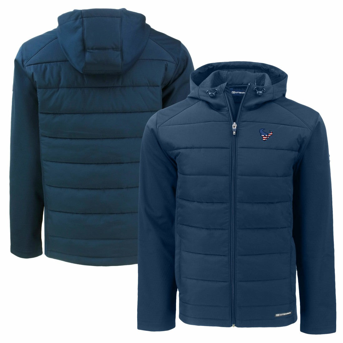 Cutter & Buck Americana Evoke Hybrid Eco Softshell Recycled Full-Zip Hooded Jacket - Houston Texans