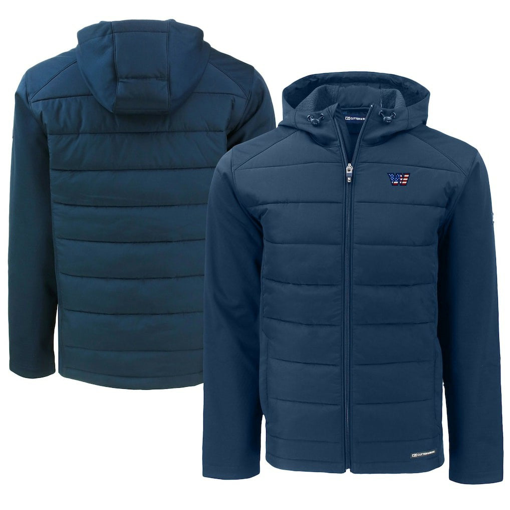 Cutter & Buck Big & Tall Americana Evoke Hybrid Eco Softshell Recycled Full-Zip Hooded Jacket - Washington Commanders