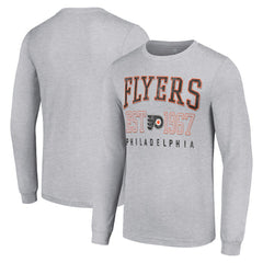 NHL Heather Gray Philadelphia Flyers Starter Retro Graphic Long Sleeve Crew T-Shirt