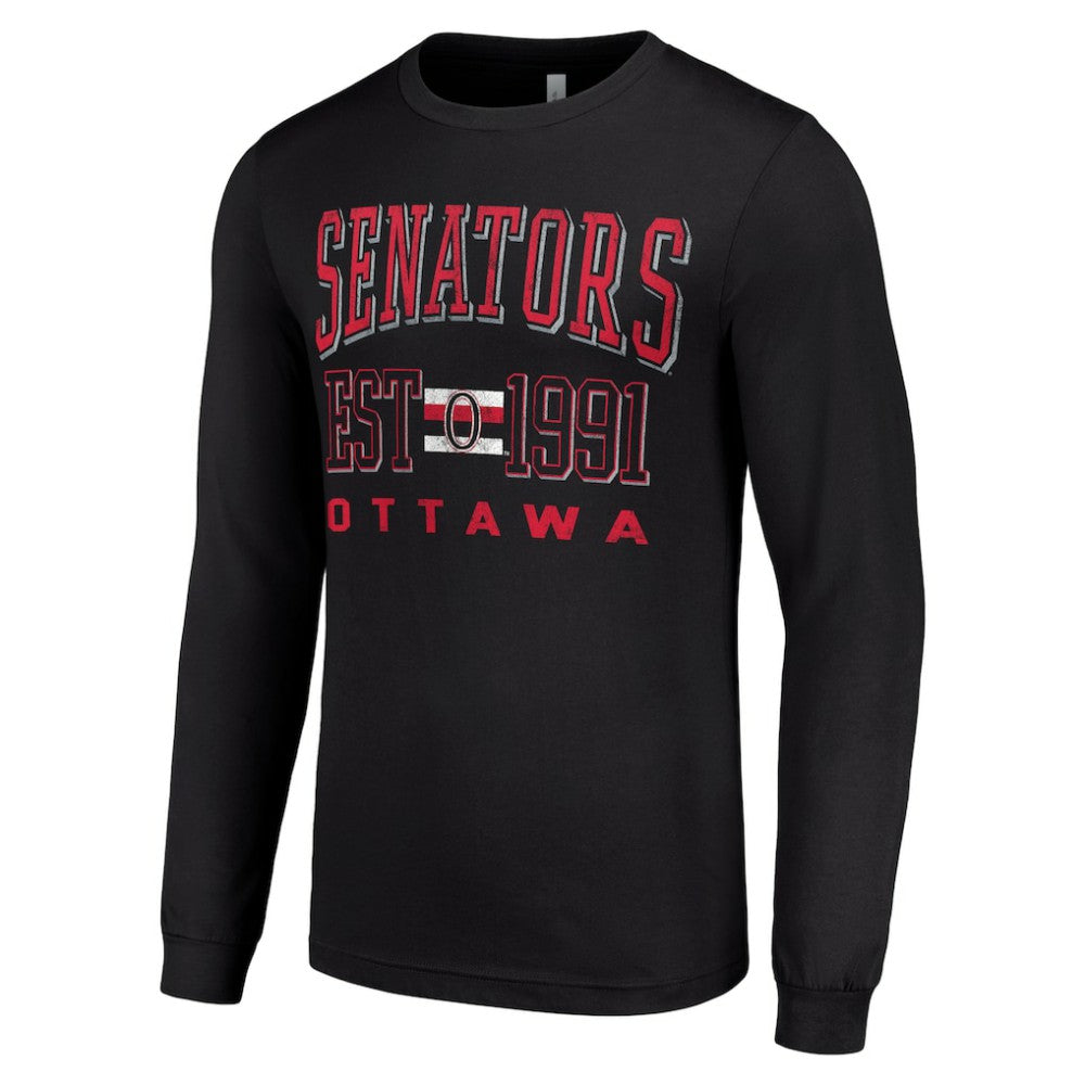 NHL Black Ottawa Senators Starter Retro Graphic Long Sleeve Crew T-Shirt